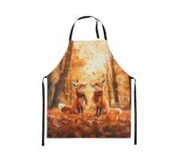 Homewish Tablier Cuisine Enfant 78x66cm Autumn Fox, Tablier de Cuisine Autumn Leaves Farmhouse, Tabliercuisine Forest Theme Animaux Imprimer, Tablierbarbecue pour Enfants Country Farm