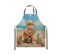 Homewish Tablier Cuisine Enfant 78x66cm Chat Mignon,Tablier de Cuisine Plage de L'Océan D'Été,Tabliercuisine Musique de Guitare,Tablierbarbecue Enfants Adultes Cactus Animaux Animaux