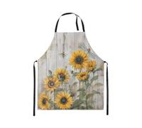 Homewish Tablier Cuisine Enfant 78x66cm Tournesol Rustique,Tablier de Cuisine Porte En Bois Vintage,Tabliercuisine Femmes Hommes Adultes L'Aquarelle Le Jardin Des Abeilles Floral Ferme Rétro