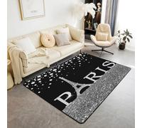 Homewish Tapis Chambre Tour Eiffel Tapis Salon 150x200 Paris Argent Eiffel Tapis de Salon Enfants Garçons Filles,Thème Romantique Tapis Sol Tower City Style Français