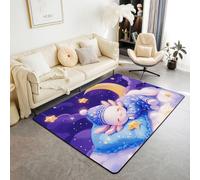 Homewish Tapis Salon 100x150cm Axolotl Mignon Bonne Nuit Violet Tapis Chambre Salamandre Ciel Galaxie Tapis Sol Nuage Kawaii Décoration D'Intérieur Animal Étoilé