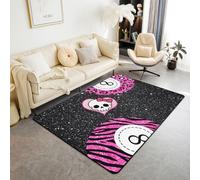 Homewish Tapis Salon 100x150cm Billard Y2K Noir Rose Bille 8 Chanceuse Tapis Chambre Imprimé Léopard Tapis Sol Motif Peau de Tigre Décoration D'Intérieur Crâne de Sucre Girly Tendence