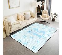 Homewish Tapis Salon 100x150cm Bows Bleu Tapis Chambre Lettre Initiale B Tapis Sol Bows Princesse Rêveur Décoration D'Intérieur Joli Nœud Personnalisé