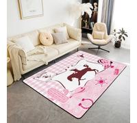 Homewish Tapis Salon 100x150cm Cowgirl Rose Tapis Chambre Western Tapis Sol Cheval Groovy Rustique Décoration D'Intérieur Ferme Bottes et Casquette DiscoDécor de Chambre Country Western