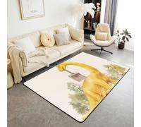 Homewish Tapis Salon 100x150cm Dinosaure Tapis Chambre Pelleteuse Tapis Sol Brachiosaure Arbres Pelleteuse Décoration D'Intérieur Dinosaure Dessin Animé Seau de la Forêt