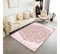 Homewish Tapis Salon 100x150cm Étoile Fleur Boho Tapis Chambre Fleurs Vintage Cool Tapis Sol Fleur Groovy Années 6 7 Rétro Décoration D'Intérieur Floral Patchwork Rose