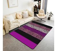 Homewish Tapis Salon 100x150cm Imprimé Léopard Animal Sauvage Noir Violet Y2K Tapis Chambre Motif Zèbre Tigre Tapis Sol Rayures Peau de Guépard Décoration D'Intérieur Simulé