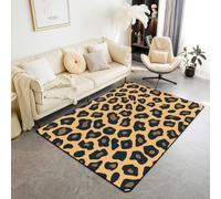 Homewish Tapis Salon 100x150cm Imprimé Léopard Brun Tapis Chambre Guépard Faune Tapis Sol Peau de Léopard Safari Décoration D'Intérieur Animal Sauvage