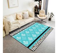 Homewish Tapis Salon 100x150cm Imprimé Léopard Damas Tapis Chambre Imprimé Guépard Sarcelle Boho Tapis Sol Floraux Vintage Bohémien à Pois Décoration D'Intérieur Motif Peau Animale Safari Sauvage