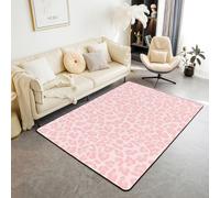 Homewish Tapis Salon 100x150cm Imprimé Léopard Girly Tapis Chambre Imprimé Animal Groovy Tapis Sol pour Guépard Faune Rose Clair Décoration D'Intérieur Art Esthétique Tendance