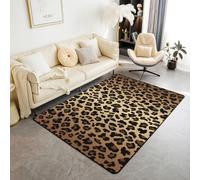 Homewish Tapis Salon 100x150cm Imprimé Léopard Guépard Ombré Noir Brun Tapis Chambre Peau Animale Tapis Sol Motif Sauvage Décoration D'Intérieur Simulé