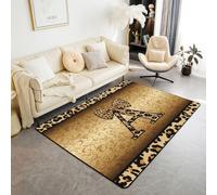 Homewish Tapis Salon 100x150cm Imprimé Léopard Marron Noir Lettre Initiale A Tapis Chambre Y2K Preppy Esthétique Coquet Tapis Sol Damassé Victorien Décoration D'Intérieur Floral Vintage Féminin Glam