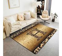 Homewish Tapis Salon 100x150cm Imprimé Léopard Marron Noir Lettre Initiale H Tapis Chambre Coquet Esthétique Y2K Preppy Tapis Sol Damassé Victorien Décoration D'Intérieur Floral Vintage Féminin Glam