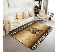 Homewish Tapis Salon 100x150cm Imprimé Léopard Marron Noir Lettre Initiale X Tapis Chambre Coquet Esthétique Y2K Preppy Tapis Sol Damassé Victorien Décoration D'Intérieur Floral Vintage Féminin Glam