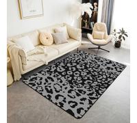 Homewish Tapis Salon 100x150cm Imprimé Léopard Tapis Chambre Guépard Chat Panthera Noir Gris Tapis Sol Imprimé Léopard Décoration D'Intérieur Peau d'animal Safari Sauvage