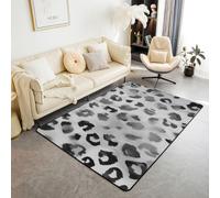 Homewish Tapis Salon 100x150cm Imprimé Léopard Tapis Chambre Imprimé Animal Groovy Tapis Sol Aquarelle Grunge Noir Gris Adolescent Décoration D'Intérieur Art Guépard Abstrait