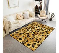 Homewish Tapis Salon 100x150cm Imprimé Léopard Tapis Chambre Imprimé Animal Groovy Tapis Sol Guépard Faune Jaune Doré Décoration D'Intérieur Art Vintage