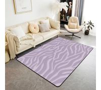 Homewish Tapis Salon 100x150cm Imprimé Zèbre Tapis Chambre Imprimé Animal Lavande Tapis Sol Rayures Géométriques Groovy Décoration D'Intérieur Esthétique Lignes Minimalisme