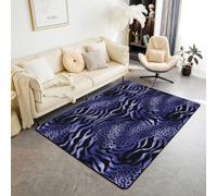 Homewish Tapis Salon 100x150cm Léopard Bleu Marine Tapis Chambre Peau Animale Sauvage Rétro Tapis Sol Patchwork Imprimé Zèbre Décoration D'Intérieur Dégradé