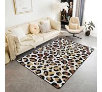 Homewish Tapis Salon 100x150cm Léopard Brun Tapis Chambre Animal Léopard Guépard Tapis Sol Motif Safari Sauvage Décoration D'Intérieur Peau Chat Guépard Panthera Brillante