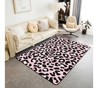 Homewish Tapis Salon 100x150cm Léopard Rose Tapis Chambre Peau de Guépard Tapis Sol Animal Sauvage Safari Décoration D'Intérieur Léopard MignonLéger