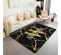 Homewish Tapis Salon 100x150cm Lettre W Tapis Chambre Marbré Tapis Sol Texture Aquarelle Abstraite Décoration D'Intérieur Motif Rouleau Rococo Marbre Moderne