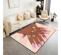 Homewish Tapis Salon 100x150cm Maquillage Thème Romantique Tapis Chambre Mode Girly Tapis Sol Filles Noires Décoration D'Intérieur Princesse Vogue Afro Magique