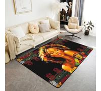 Homewish Tapis Salon 100x150cm Tribal Africain Tapis Chambre Femmes Noires Bohémiennes Tapis Sol Tribu Imprimé Traditionnel Géométrique Décoration D'Intérieur Fille Afro Ethnique