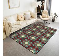 Homewish Tapis Salon 150x200cm Aztec Boho Tapis Sol Aztec Western Tribal Ethnique Tapis Chambre Motif Géométrique Abstrait Décoration D'Intérieur Diamant Exotique Tribu Style Navajo