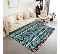 Homewish Tapis Salon 150x200cm Aztec Boho Tapis Sol Flèche Aztec Tribu Ethnique Tapis Chambre Triangle Diamant Natif du Sud-Ouest Décoration D'Intérieur Bohémien Géométrique Tribal Exotique