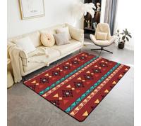 Homewish Tapis Salon 150x200cm Aztec Tapis Sol Aztec Western Tribal Ethnique Tapis Chambre Tribu Triangle Natif du Sud-Ouest Décoration D'Intérieur Style Exotique Navajo
