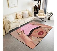 Homewish Tapis Salon 150x200cm Filles Noires Tapis Sol Mode Femme Noire Tapis Chambre Magnifique Vogue à la Mode Décoration D'Intérieur Princesse Africaine Magique
