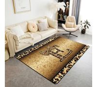 Homewish Tapis Salon 150x200cm Imprimé Léopard Marron Noir Lettre Initiale E Tapis Sol Y2K Preppy Esthétique Coquet Tapis Chambre Damassé Victorien Décoration D'Intérieur Floral Vintage Féminin Glam