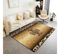 Homewish Tapis Salon 150x200cm Imprimé Léopard Marron Noir Lettre Initiale I Tapis Sol Y2K Preppy Esthétique Coquet Tapis Chambre Damassé Victorien Décoration D'Intérieur Floral Vintage Féminin Glam