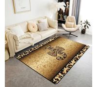 Homewish Tapis Salon 150x200cm Imprimé Léopard Marron Noir Lettre Initiale J Tapis Sol Coquet Esthétique Y2K Preppy Tapis Chambre Damassé Victorien Décoration D'Intérieur Floral Vintage Féminin Glam