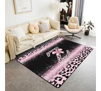 Homewish Tapis Salon 150x200cm Imprimé Léopard Rose Noir Tapis Sol Nœud Papillon Guépard Ombré Princesse Tapis Chambre Initiale Mode Z Décoration D'Intérieur Nœud Pailleté de Luxe