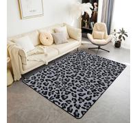 Homewish Tapis Salon 150x200cm Imprimé Léopard Tapis Sol Imprimé Animal Groovy Tapis Chambre Gris Fumé Tendance Décoration D'Intérieur Art Guépard Moderne