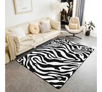Homewish Tapis Salon 150x200cm Imprimé Zèbre Tapis Sol Imprimé Léopard Guépard Tapis Chambre Patchwork Noir et Blanc Décoration D'Intérieur Peau Animale Sauvage