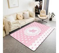 Homewish Tapis Salon 150x200cm Lettre Arc Roses | Tapis Sol Antidérapant Alphabet Initiaux K pour Chambre à Coucher Amour Romantique Cœur -