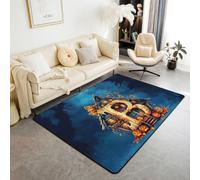 Homewish Tapis Salon 150x200cm Lettre B Halloween | Tapis Sol Antidérapant Gothique pour Chambre à Coucher Lettre Initiale A-Z Personnalisée Monogrammée - Bleu