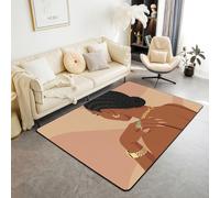 Homewish Tapis Salon 150x200cm Mode Femme Noire Tapis Sol Maquillage Thème Romantique Tapis Chambre Magnifique à la Mode Décoration D'Intérieur Vogue Afro
