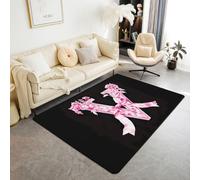 Homewish Tapis Salon 150x200cm Nœud Coquet Rose Tapis Sol Nœud Papillon Mignon Groovy Floral Rose et Noir Tapis Chambre Lettre Initiale V Princesse Décoration D'Intérieur Nœud Alphabet V