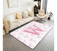 Homewish Tapis Salon 150x200cm Nœud Rose Esthétique Tapis Sol Nœuds Initiale W Coquets pour Elle Tapis Chambre Petite Amie Maman Nœud Papillon Aquarelle Élégant Nœud Pois Étoile Mignon