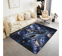 Homewish Tapis Salon 150x200cm Planète Étoile Tapis Sol Animaux Petits Chats Tapis Chambre Requin du Monde sous-Marin Décoration D'Intérieur Galaxie Colorée Espace Extérieur