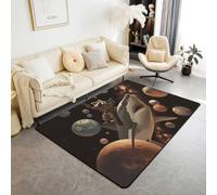 Homewish Tapis Salon 150x200cm Planète Étoile Tapis Sol Raton Laveur Courageux Mignon Tapis Chambre Requin Océan Bleu Décoration D'Intérieur CravateTeinture Galaxie Espace Extérieur