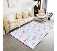 Homewish Tapis Salon 150x200cm Ruban Nœud Rose Tapis Sol Nœuds Coquets Kawaii Girly Tapis Chambre Nœud Petite Princesse Mignon Décoration D'Intérieur Nœud Papillon Aquarelle de Dessin Animé