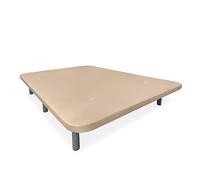 Homey - Base tapissée 3D Extra renforcée, Grande stabilité, avec Barres de renforcement et 6 Pieds métalliques filetés de 27 cm, 90 x 190, Beige