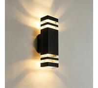 HomeyHoney Applique Murale Extérieure - Éclairage Montée/Descente, Secteur, IP54 Étanche, Lampe Extérieure Murale GU10, Aluminium Carrée, pour Entrée, Véranda, Jardin, Garage (Ampoule Non Incluse)