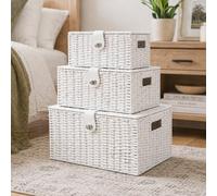 HomeZone 3x Paniers de Rangement Tissés à la Main - Panier de Rangement de Différentes Tailles