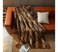 HOMFINE Plaid Fausse Fourrure Luxe Couverture 150x200cm Marron | Plaid Fourrure Qualité, Fausse Fourrure Douce, Couverture Imitation Chaude, Pour Canapé Lit, Entretien Facile